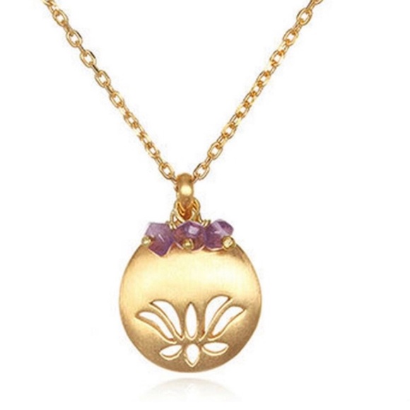 Satya Genuine Semi Precious Birthstone Lotus Pendant Necklace-Boutique - Picture 13 of 16